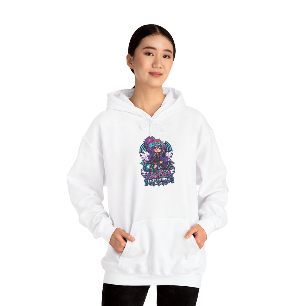 Gothic Angel Gaming Hoodie - "Save the Brave" Graphic Pullover