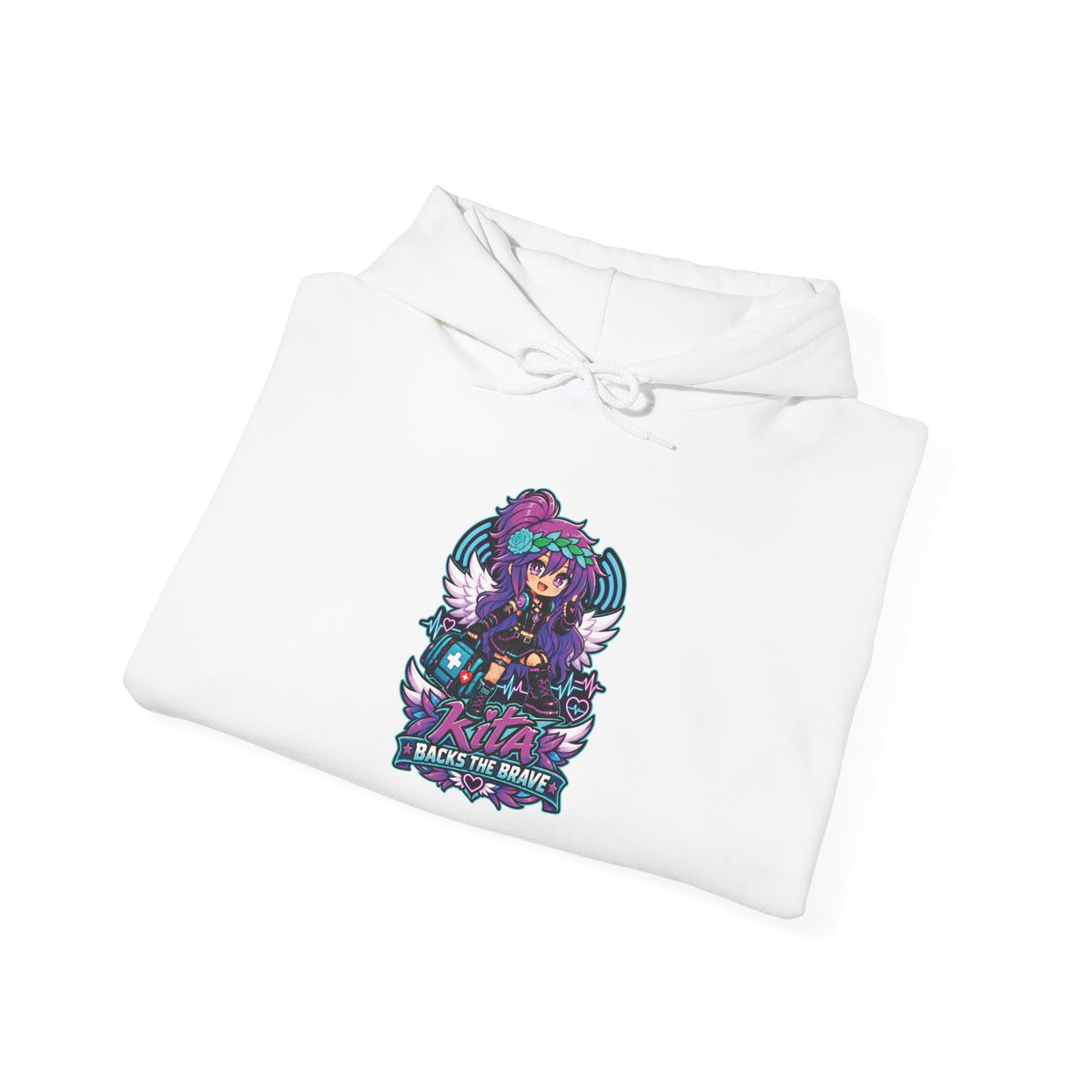 Gothic Angel Gaming Hoodie - "Save the Brave" Graphic Pullover
