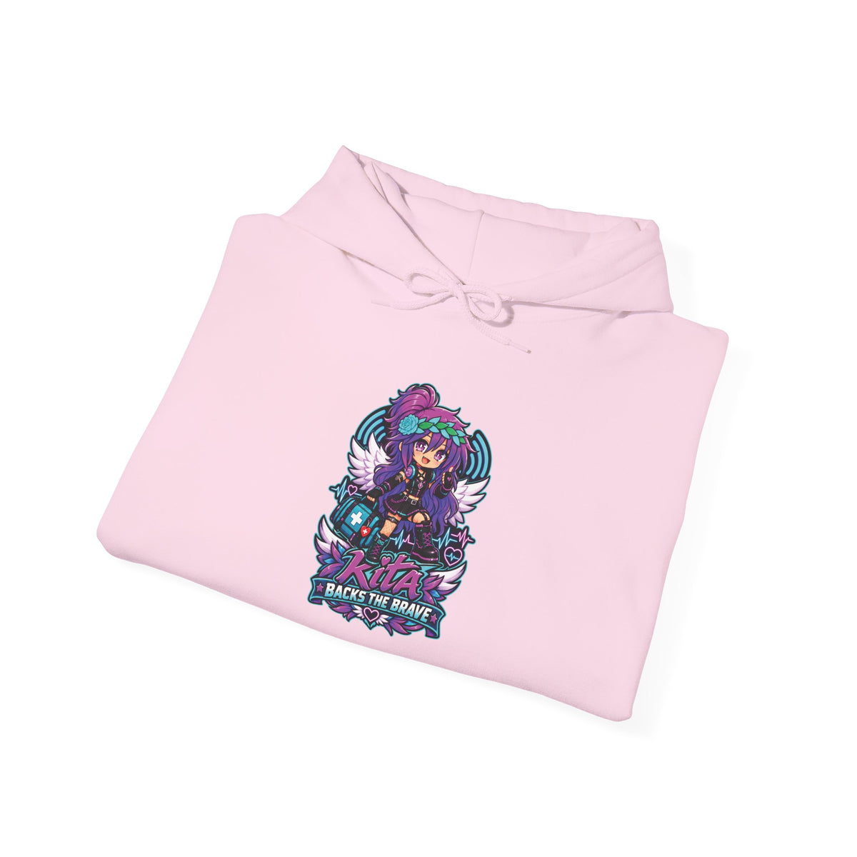 Gothic Angel Gaming Hoodie - "Save the Brave" Graphic Pullover