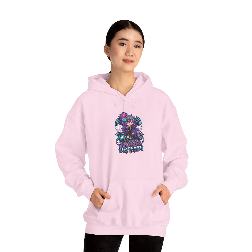 Gothic Angel Gaming Hoodie - "Save the Brave" Graphic Pullover