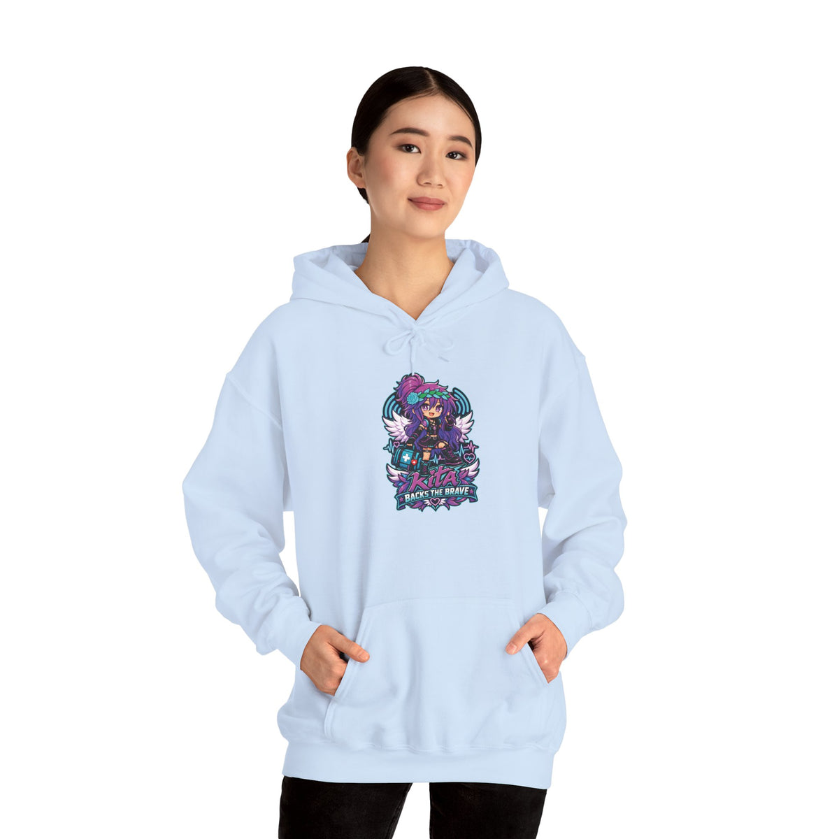 Gothic Angel Gaming Hoodie - "Save the Brave" Graphic Pullover