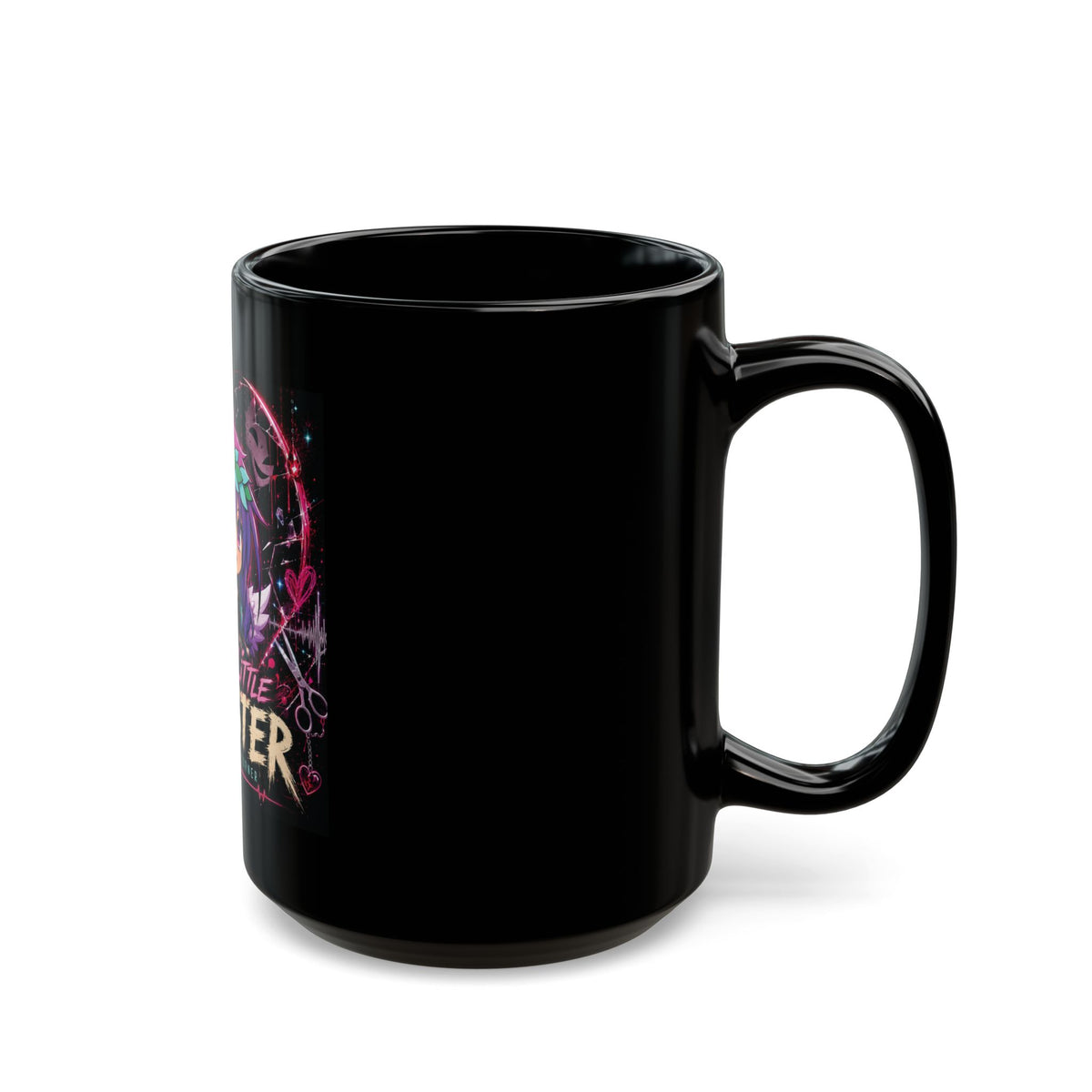 Pretty Little Monster Black Mug - Cute Chibi Gothic Anime Coffee Cup (11oz/15oz)