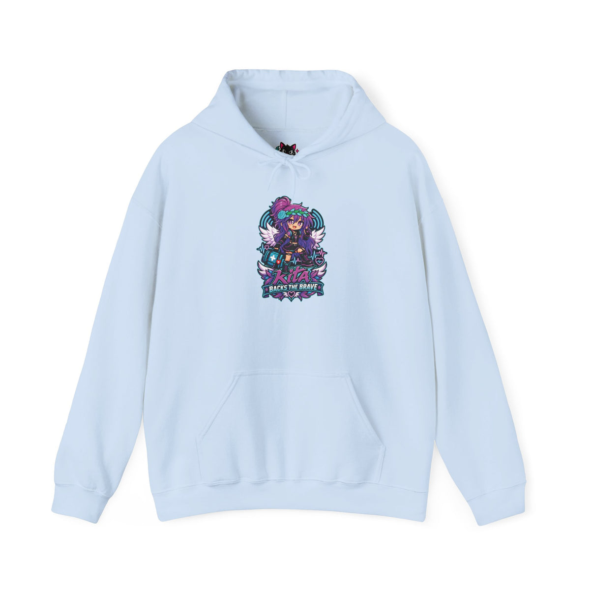 Gothic Angel Gaming Hoodie - "Save the Brave" Graphic Pullover