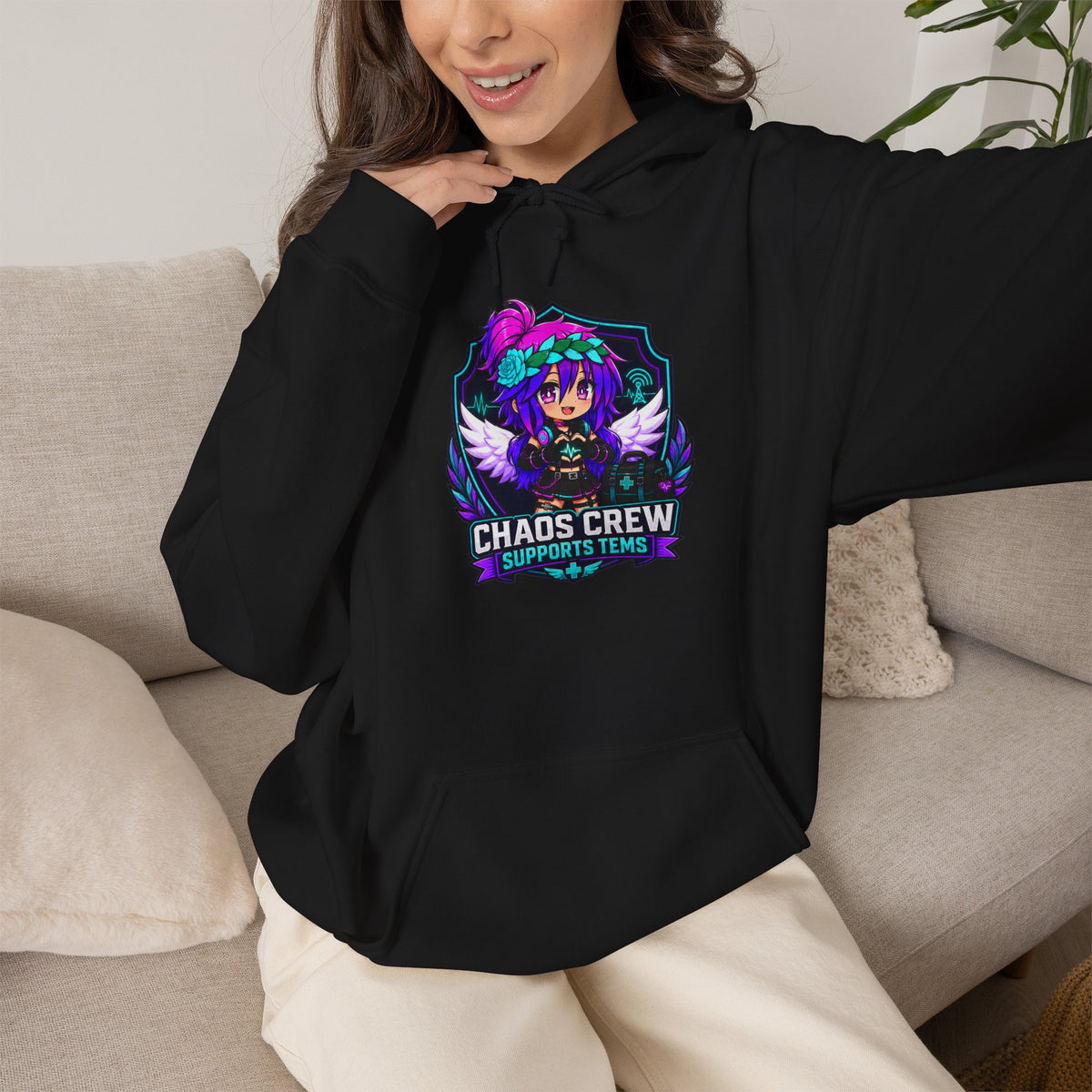 Chaos Crew Anime Skull Hoodie - 'Chaos Crew' Gaming Streetwear
