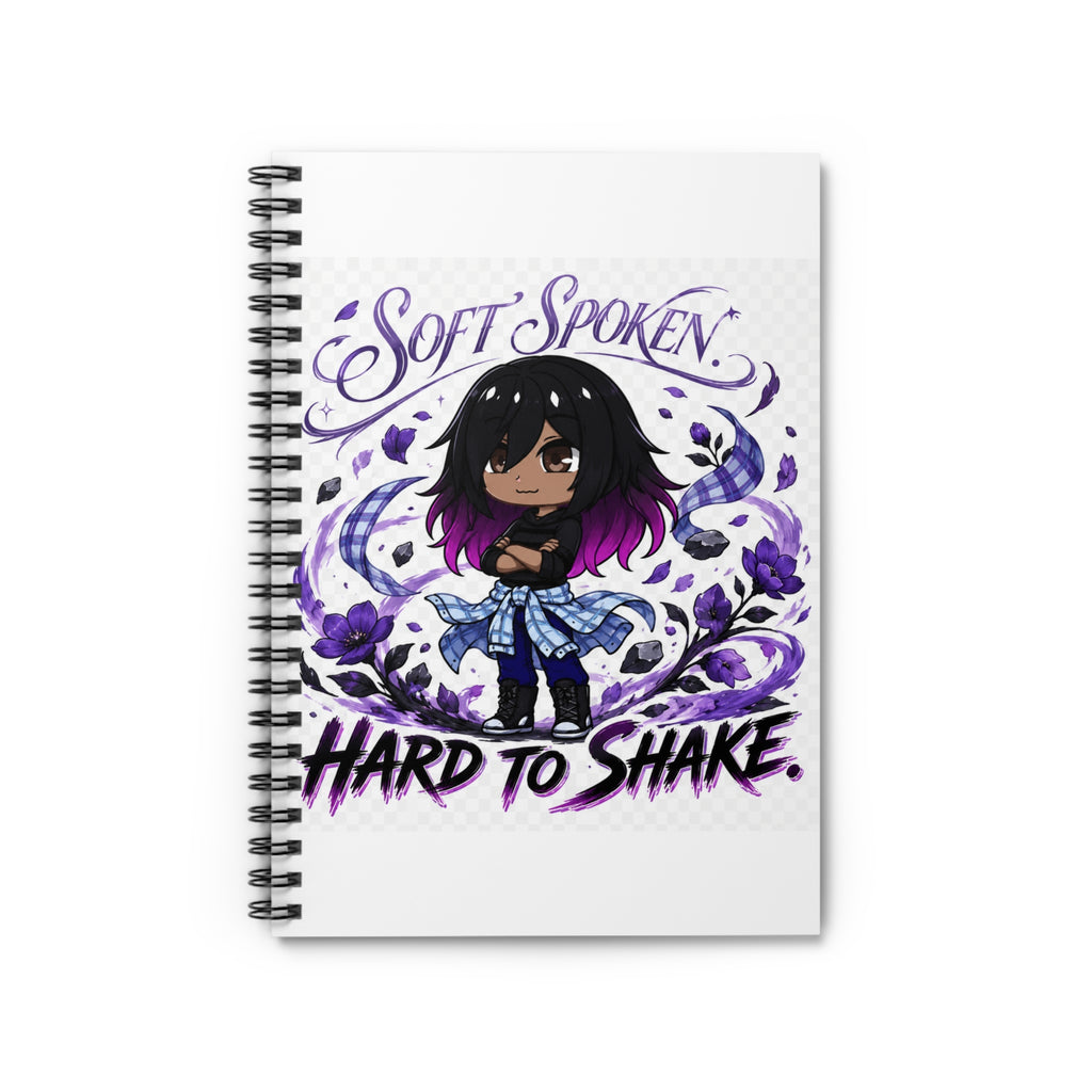 Soft Spoken, Hard to Shake Spiral Notebook — Cute Goth Chloe Journal (Ruled)
