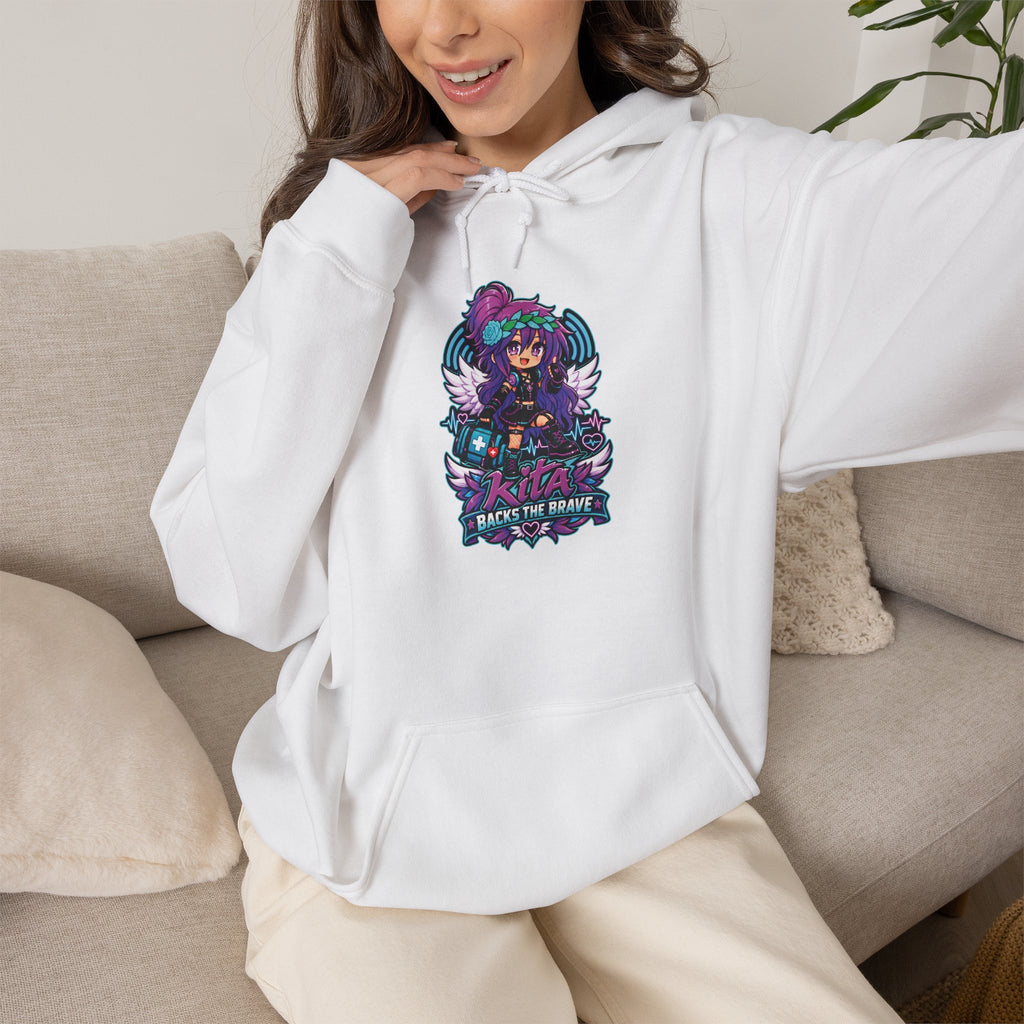 Gothic Angel Gaming Hoodie - "Save the Brave" Graphic Pullover