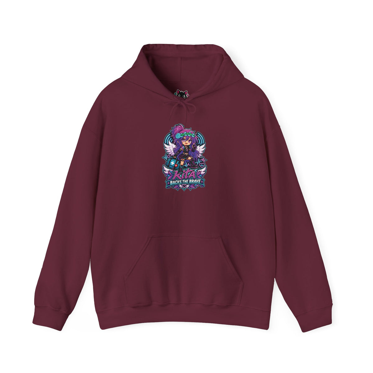 Gothic Angel Gaming Hoodie - "Save the Brave" Graphic Pullover