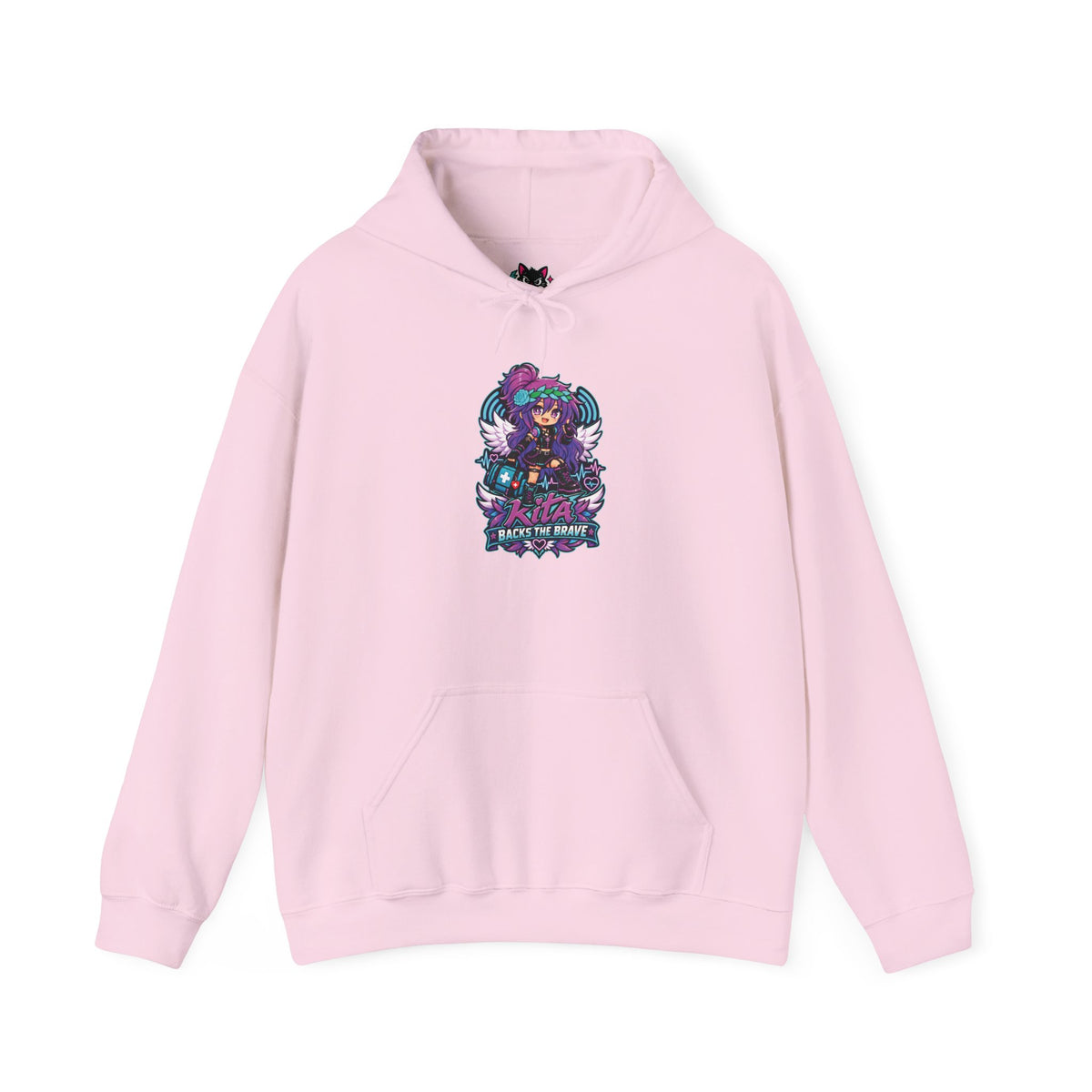 Gothic Angel Gaming Hoodie - "Save the Brave" Graphic Pullover