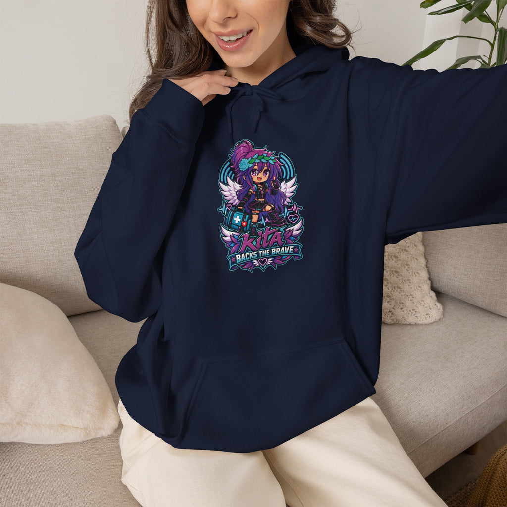 Gothic Angel Gaming Hoodie - "Save the Brave" Graphic Pullover