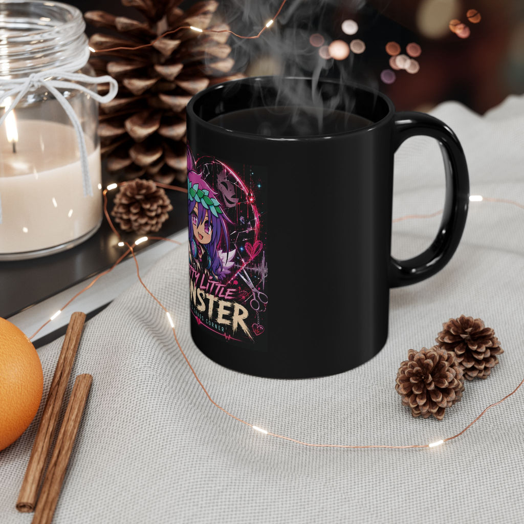 Pretty Little Monster Black Mug - Cute Chibi Gothic Anime Coffee Cup (11oz/15oz)