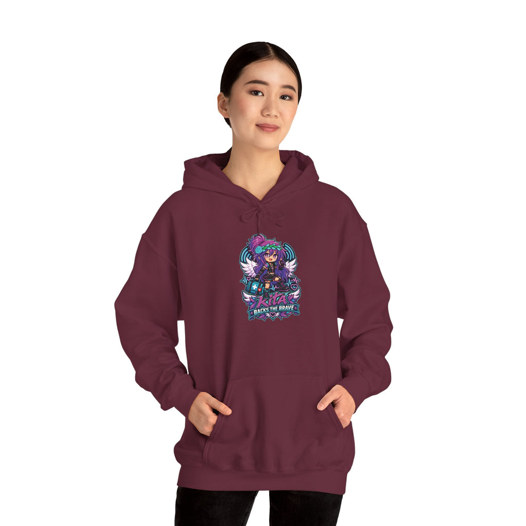 Gothic Angel Gaming Hoodie - "Save the Brave" Graphic Pullover