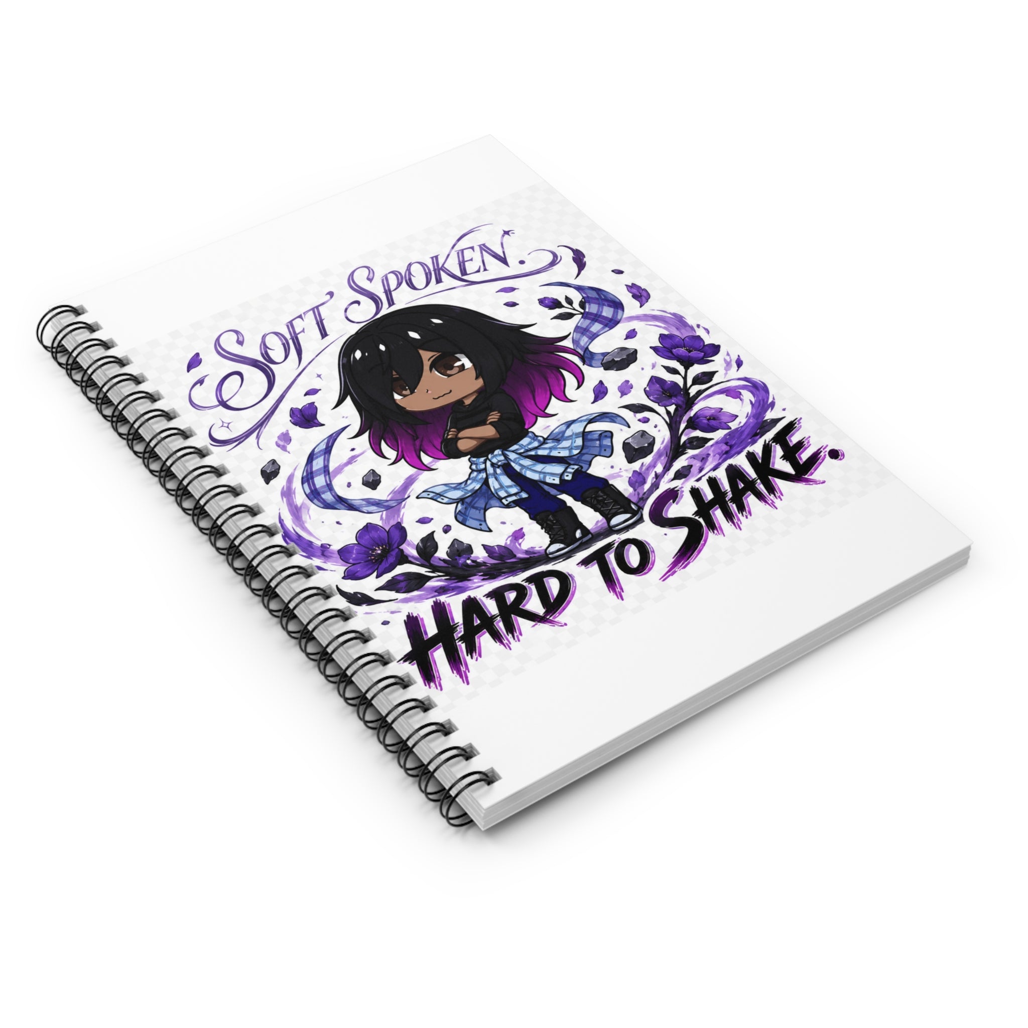 Soft Spoken, Hard to Shake Spiral Notebook — Cute Goth Chloe Journal (Ruled)