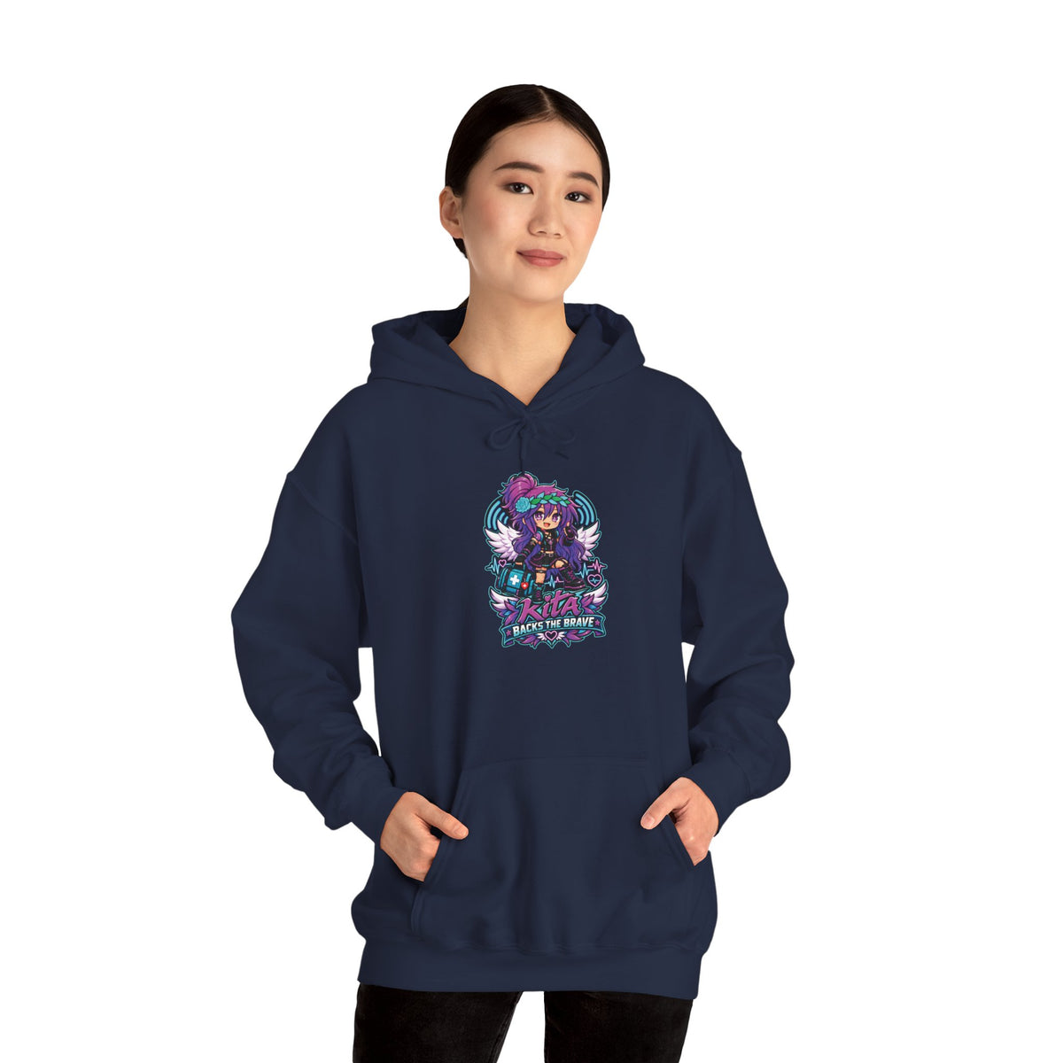 Gothic Angel Gaming Hoodie - "Save the Brave" Graphic Pullover