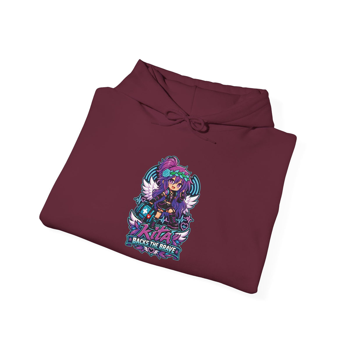 Gothic Angel Gaming Hoodie - "Save the Brave" Graphic Pullover