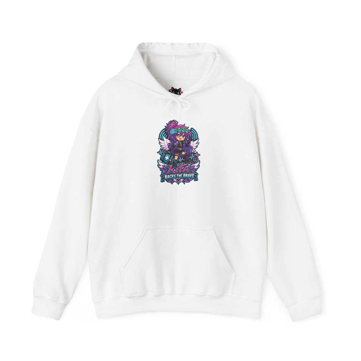Gothic Angel Gaming Hoodie - "Save the Brave" Graphic Pullover