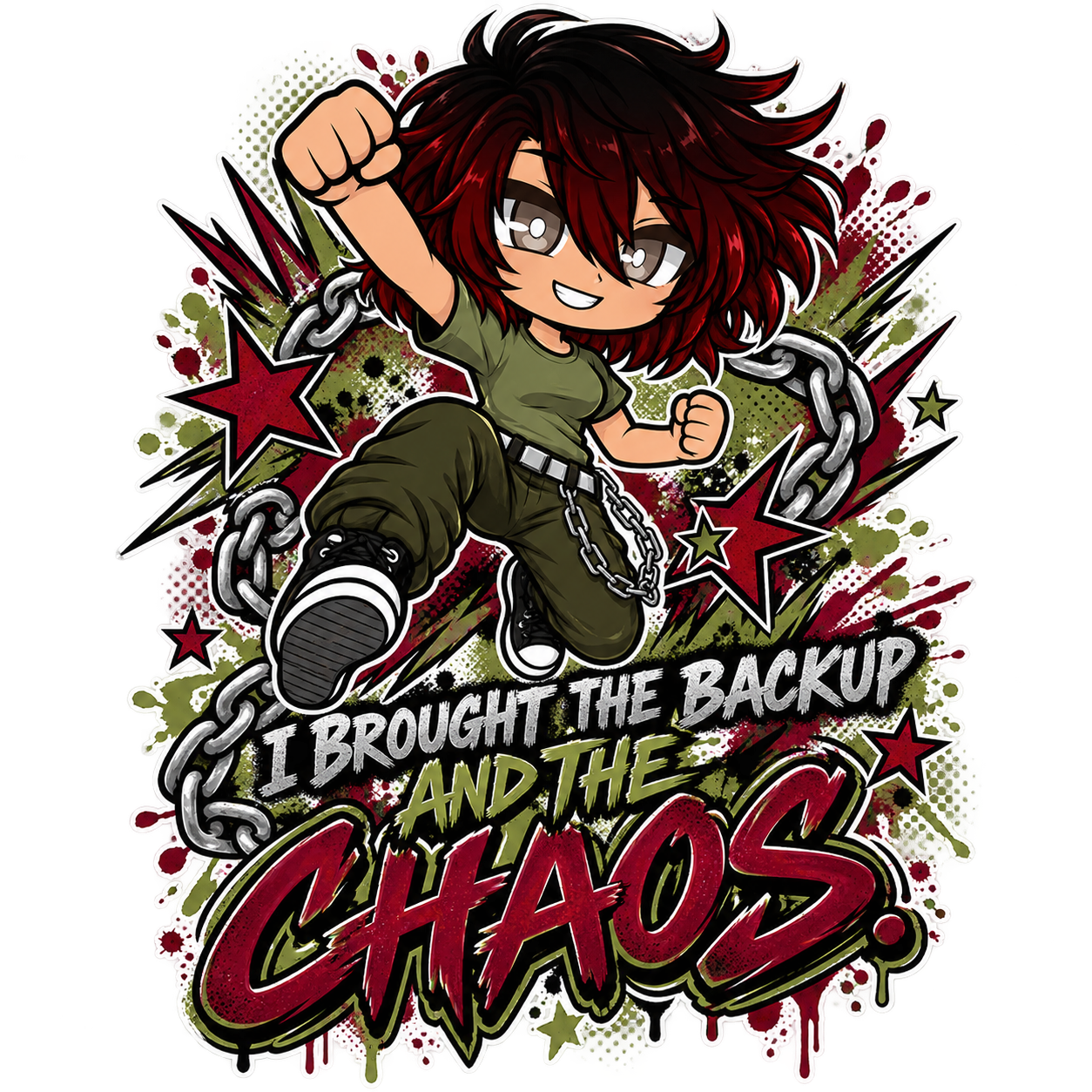 Backup and the Chaos phone case artwork