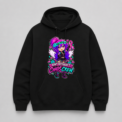Aunt Bethany's Chaos Crew Pullover Hoodie mockup