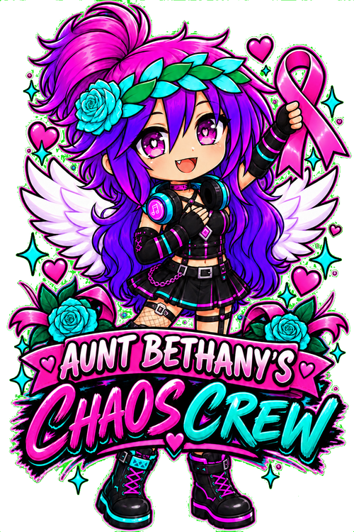 Aunt Bethany's Chaos Crew transparent print artwork
