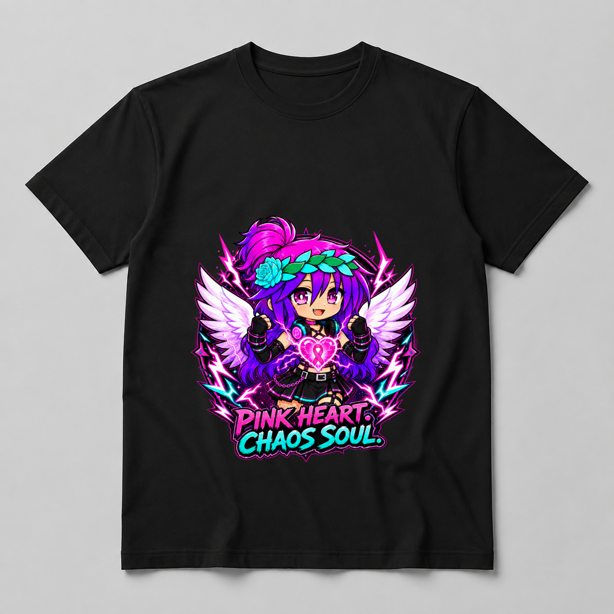 Pink Heart. Chaos Soul. Unisex T-Shirt mockup