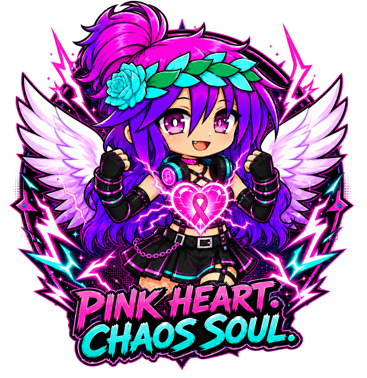 Pink Heart. Chaos Soul. transparent print artwork