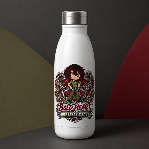 BFF Bold Heart Unbreakable Bond water bottle mockup