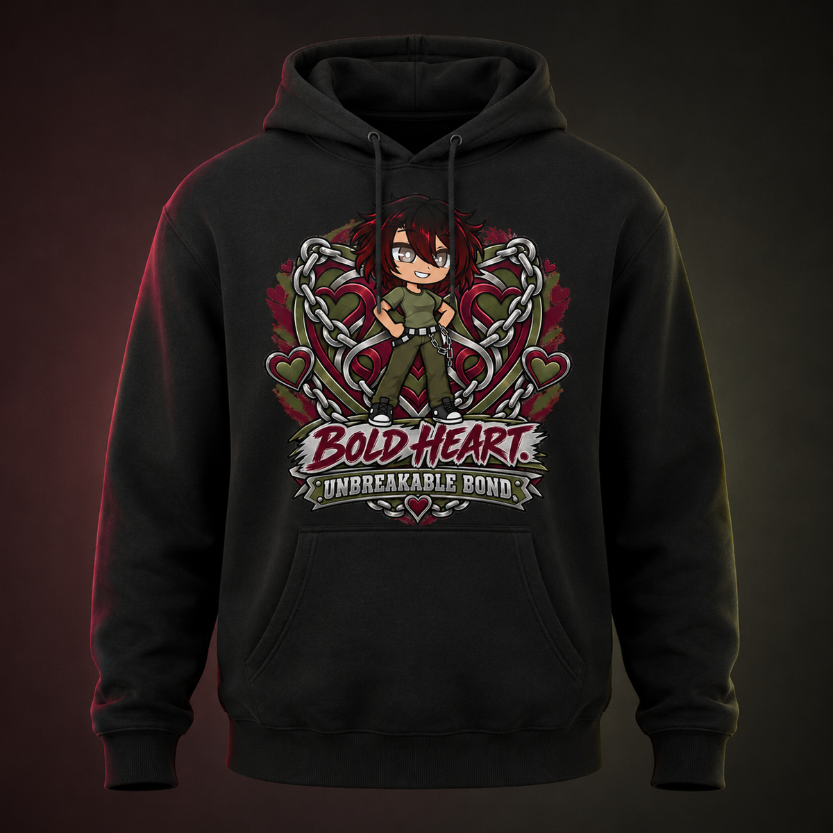 BFF Bold Heart Unbreakable Bond pullover hoodie mockup