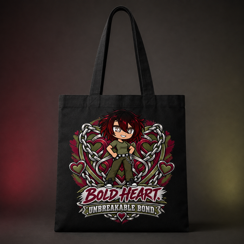 BFF Bold Heart Unbreakable Bond tote bag mockup