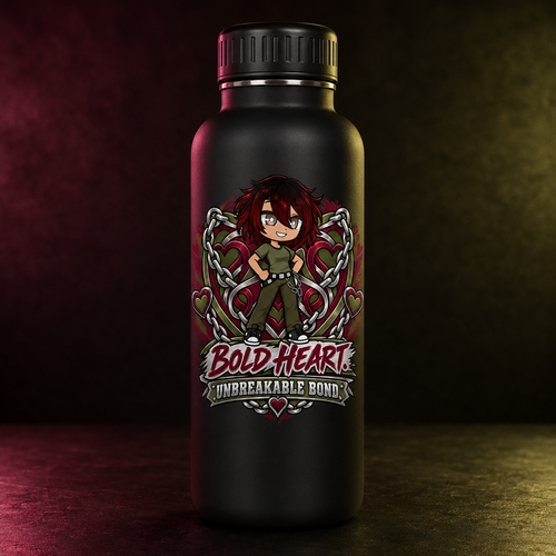 BFF Bold Heart Unbreakable Bond 22 oz water bottle mockup