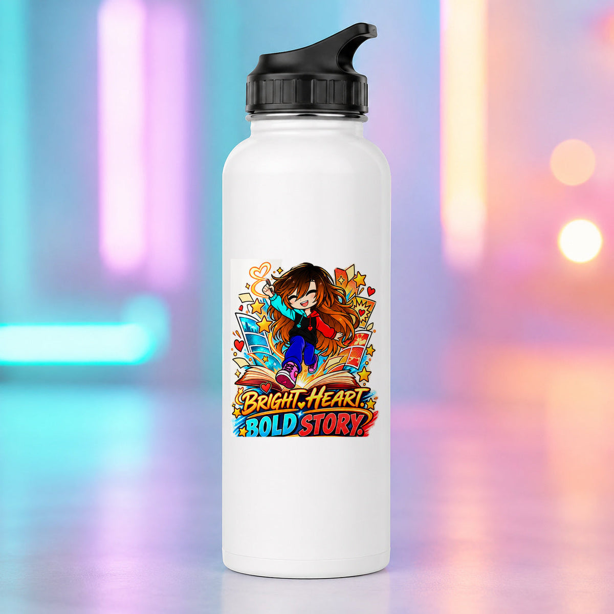 Kita - Bright Heart, Bold Story Water Bottle product mockup