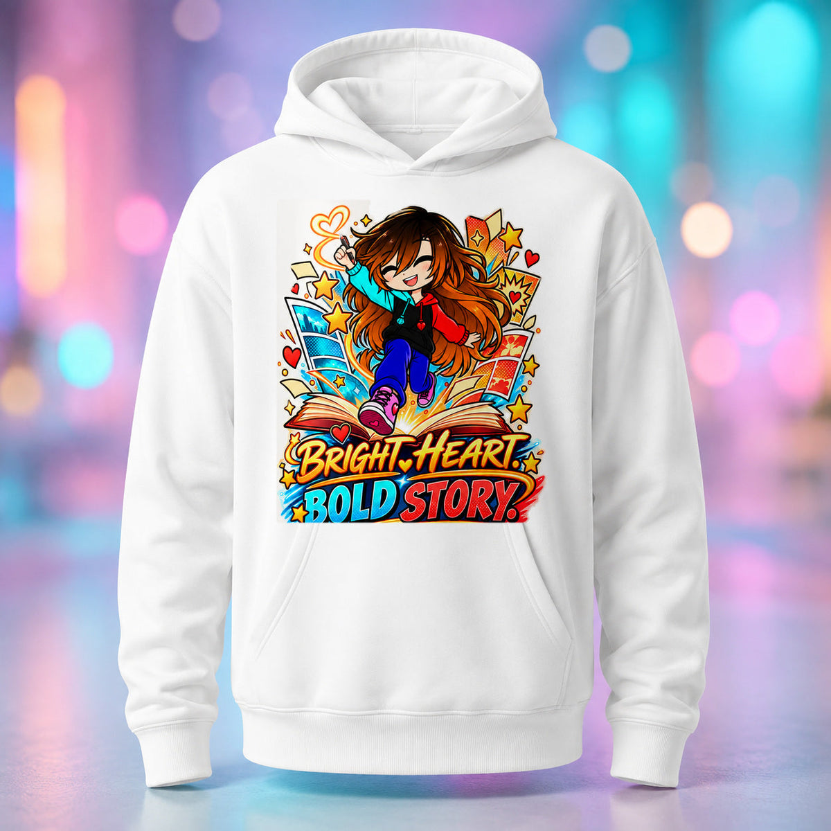 Kita - Bright Heart, Bold Story Pullover Hoodie product mockup