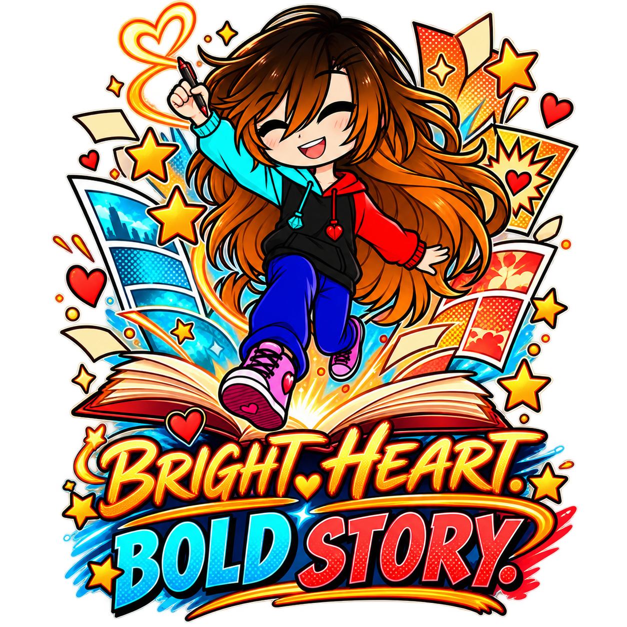 Bright Heart Bold Story notebook artwork