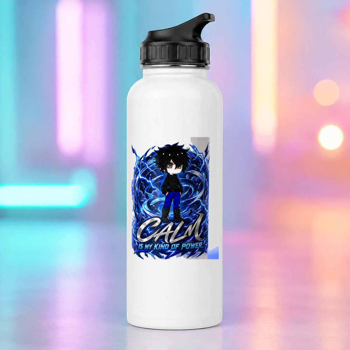 Mui - Calm Is My Kind of Power Water Bottle product mockup