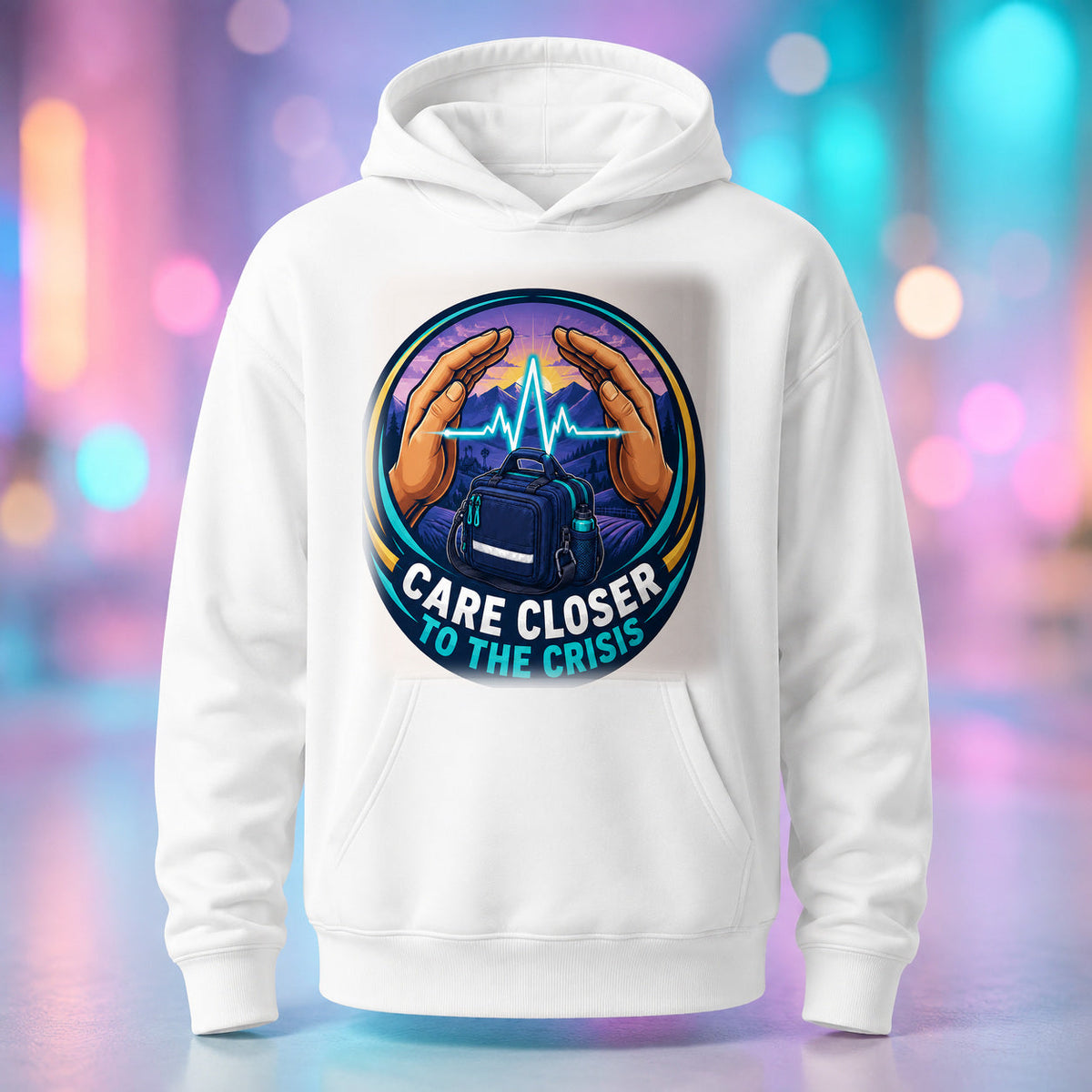 Care Closer to the Crisis - TEMS Support Pullover Hoodie product mockup