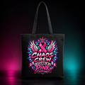 Chaos Crew Stands in Pink Tote Bag product mockup
