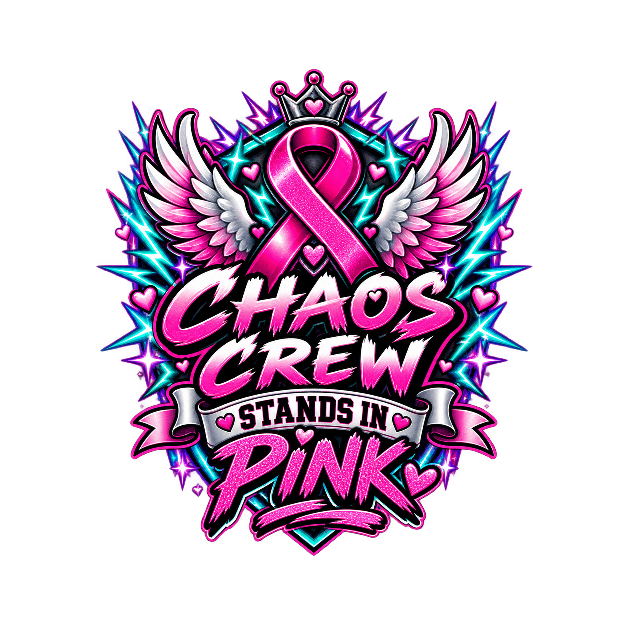 Chaos Crew Stands in Pink breast cancer support hoodie design