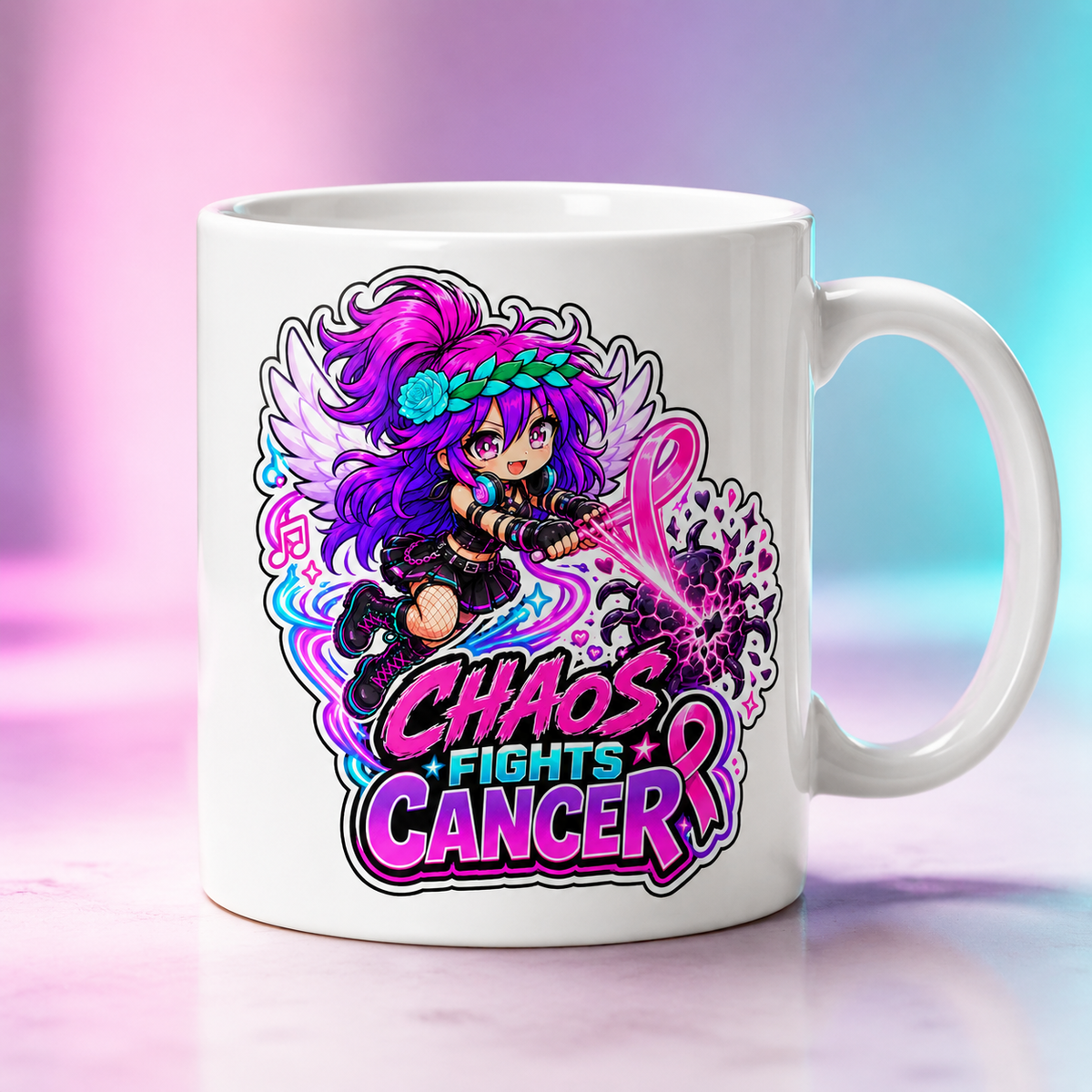 Chaos Fights Cancer — Mug digital product mockup