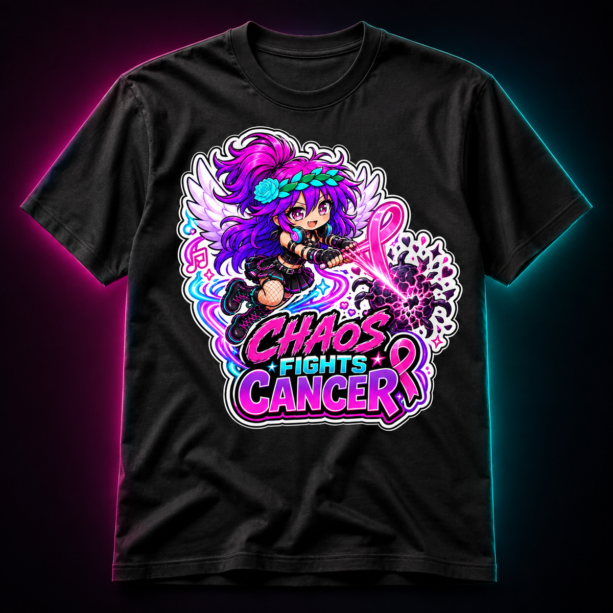 Chaos Fights Cancer Graphic T-Shirt product mockup