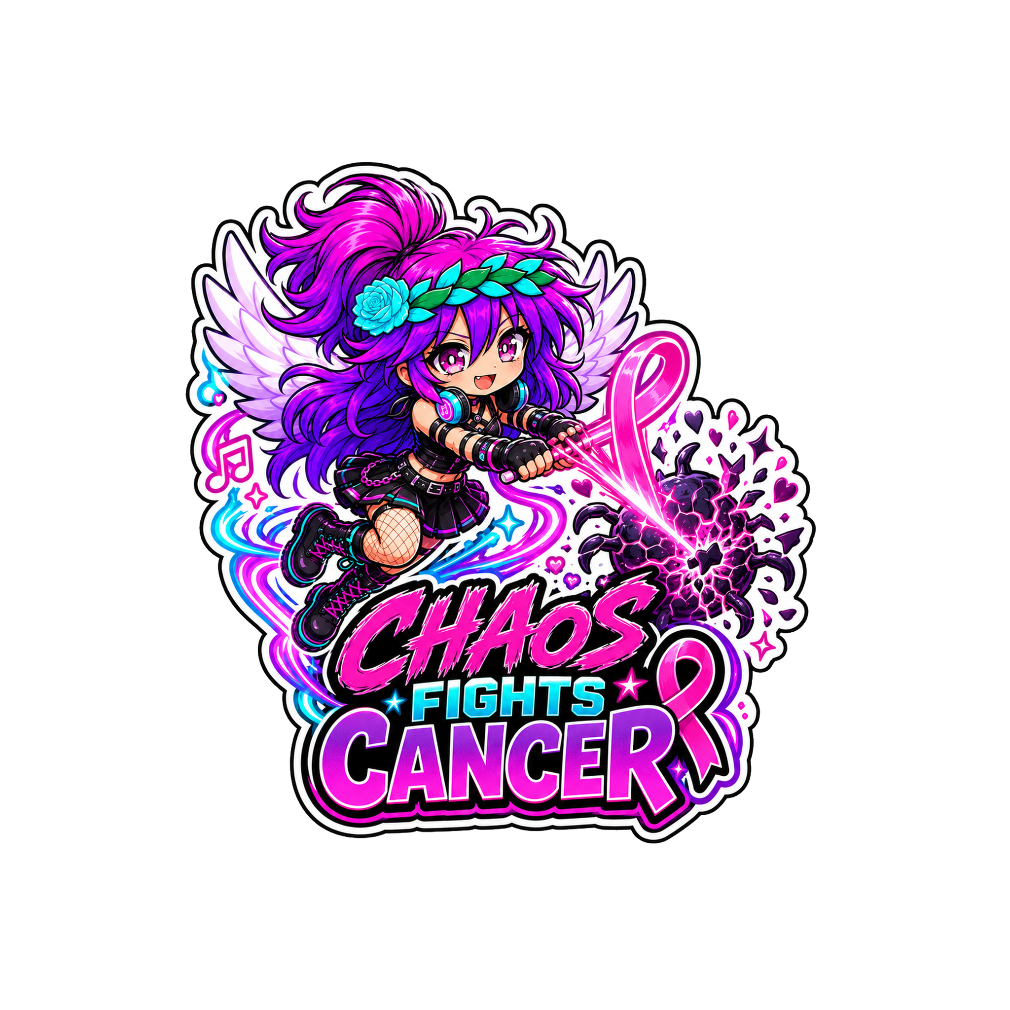 Kita Chaos Fights Cancer breast cancer support vinyl sticker
