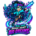 Dark Teal Hair Brave Heart Big Dreams tumbler artwork