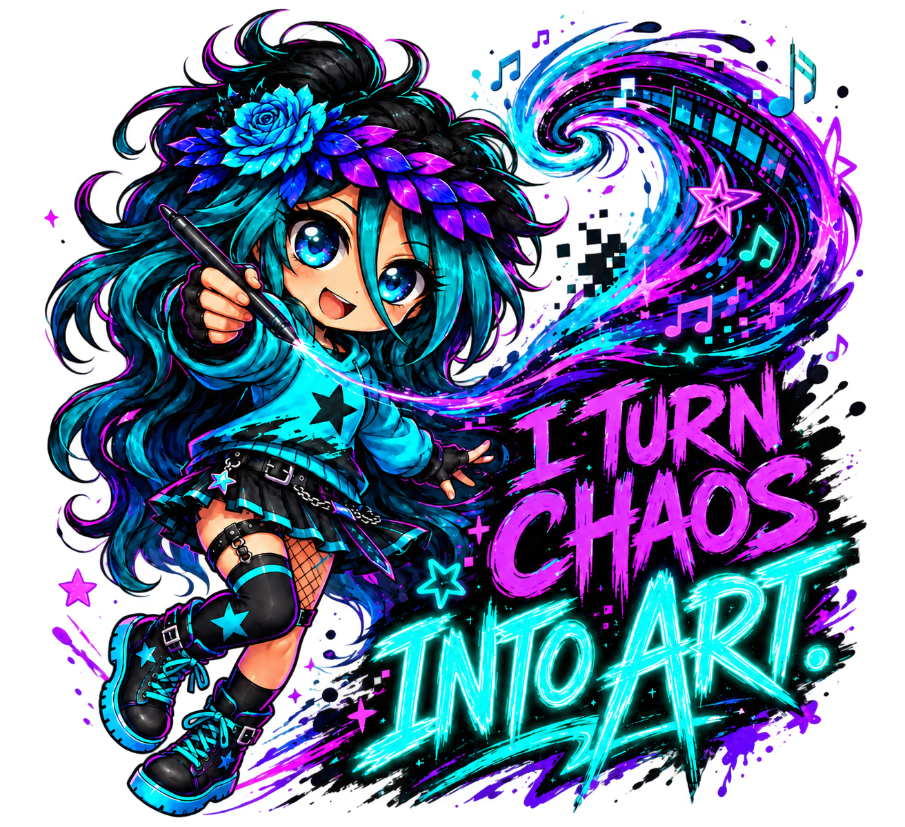 Dark I Turn Chaos Into Art spiral notebook artwork