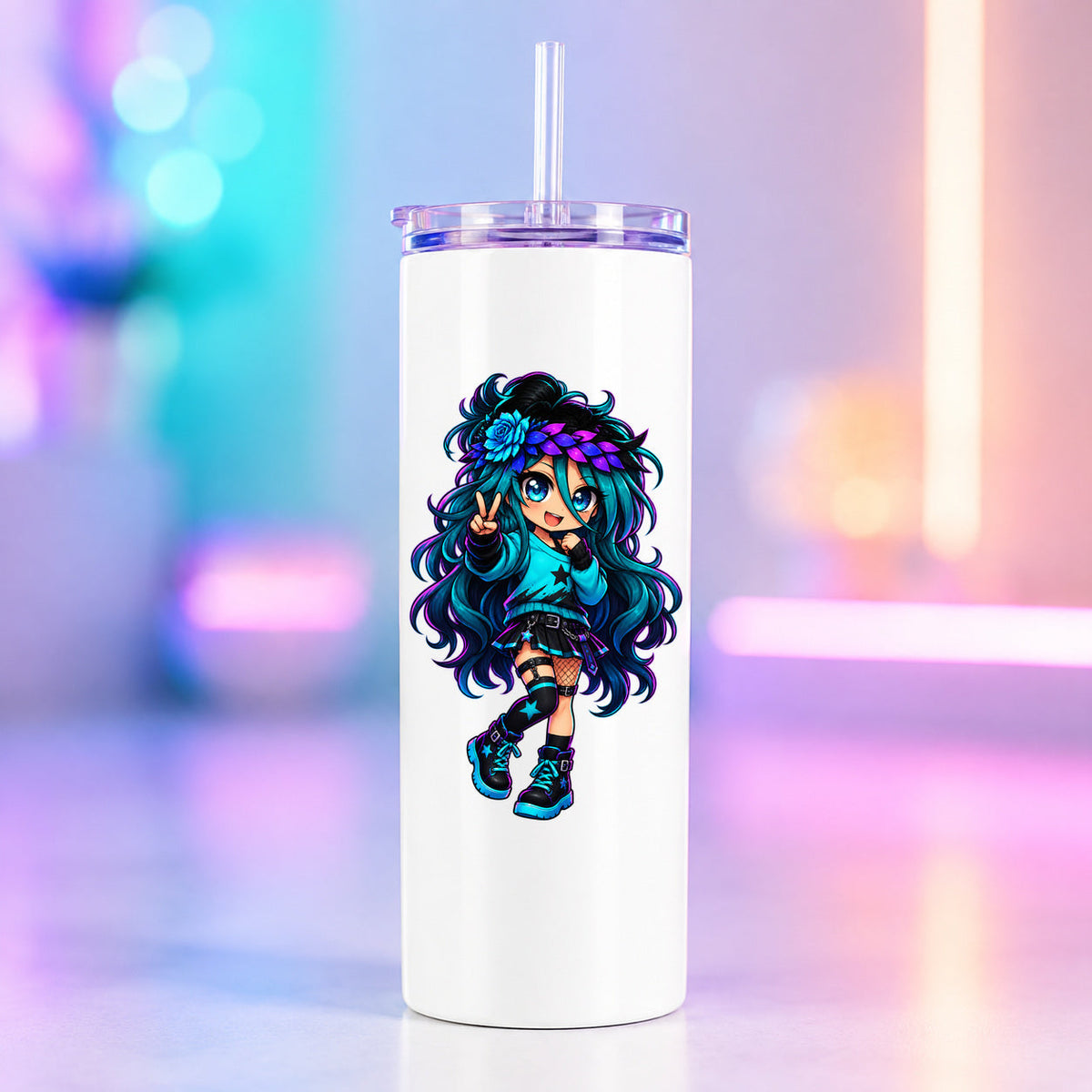 Dark - Teal Hair, Brave Heart, Big Dreams Tumbler product mockup