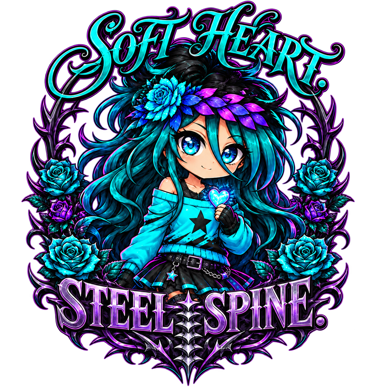 Dark Soft Heart Steel Spine art print