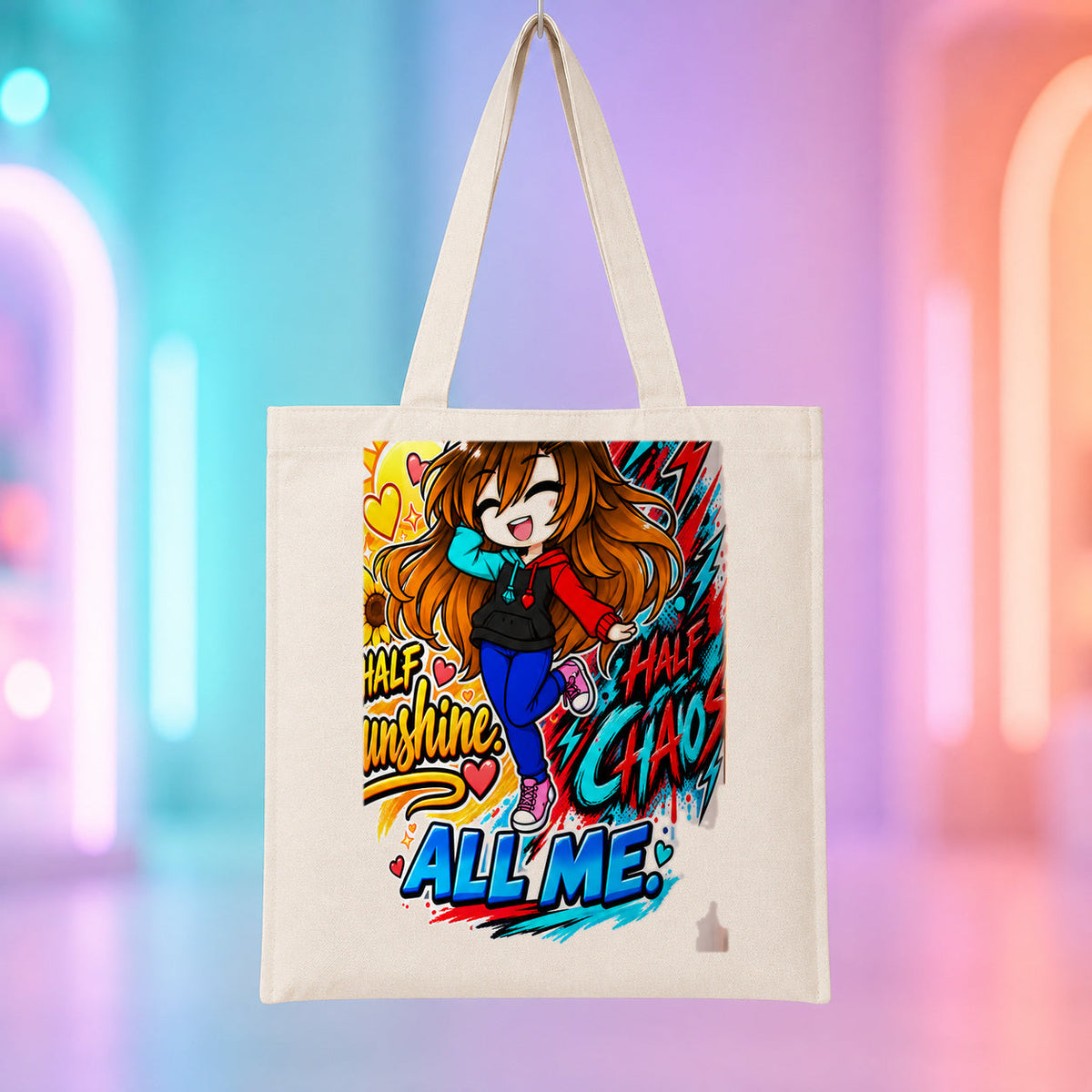 Kita - Half Sunshine, Half Chaos Tote Bag product mockup