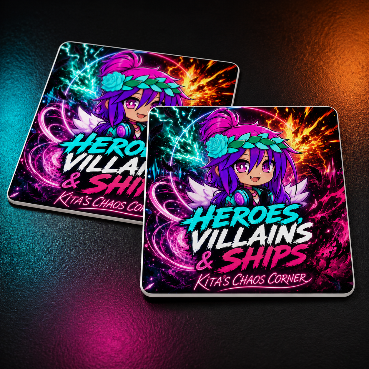 Heroes Villains and Ships vinyl sticker mockup