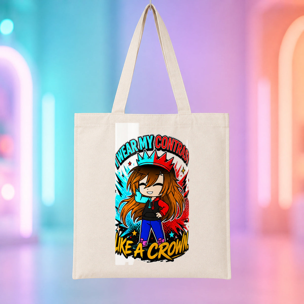 Kita - I Wear My Contrast Like a Crown Tote Bag product mockup