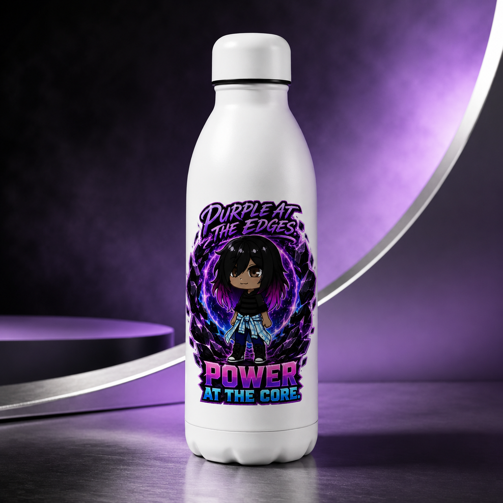 Kiri purple at the edges water bottle mockup