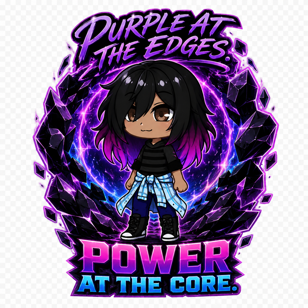 Purple at the edges power at the core clean artwork