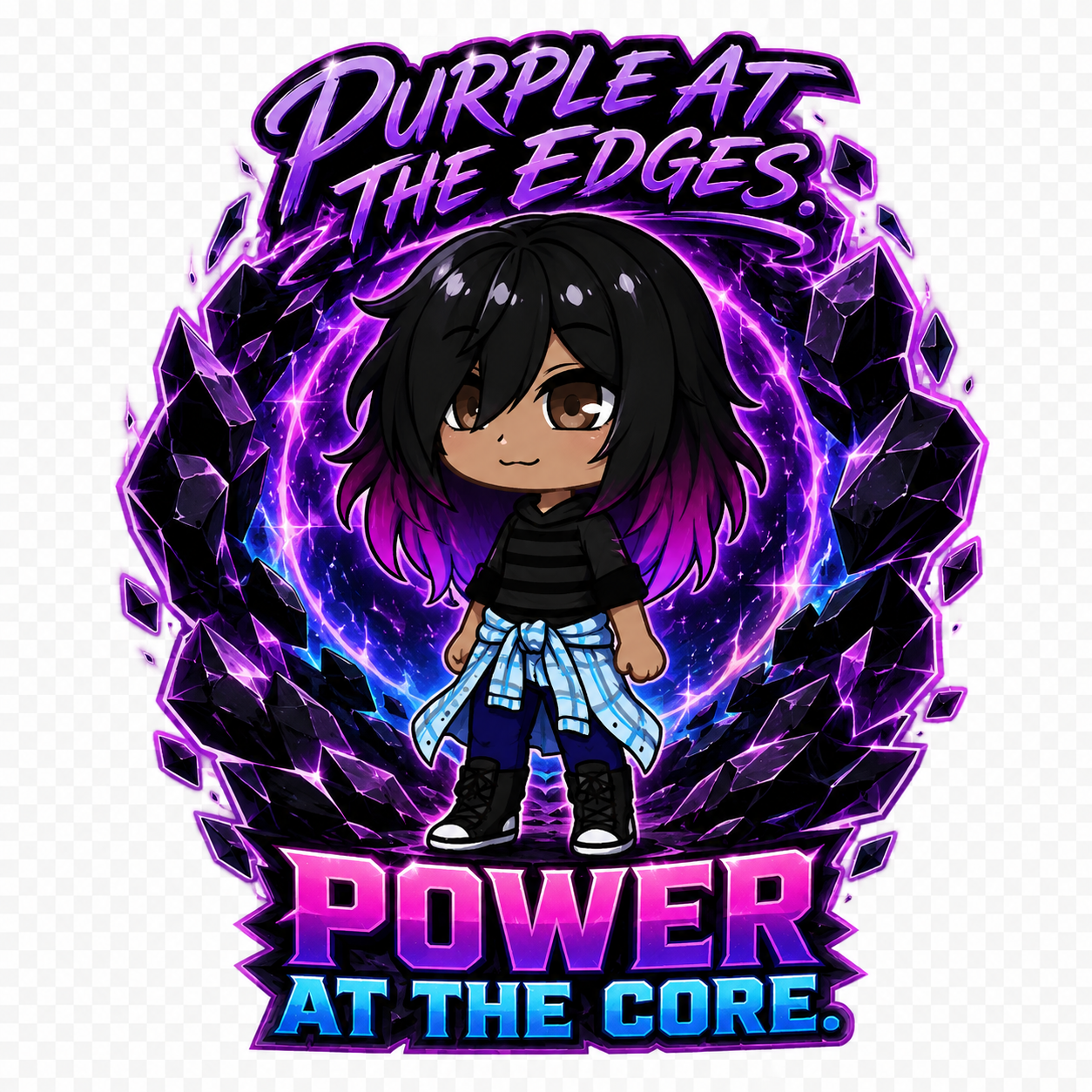 Purple at the edges power at the core clean artwork