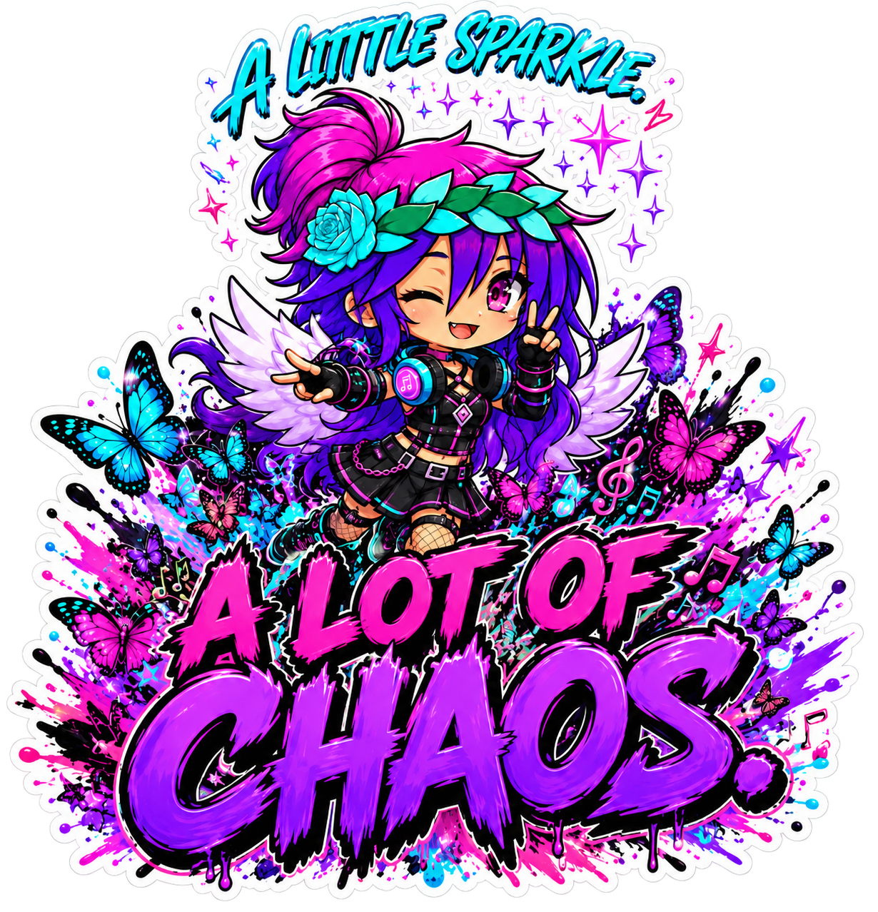 Kita A Little Sparkle A Lot of Chaos water bottle artwork
