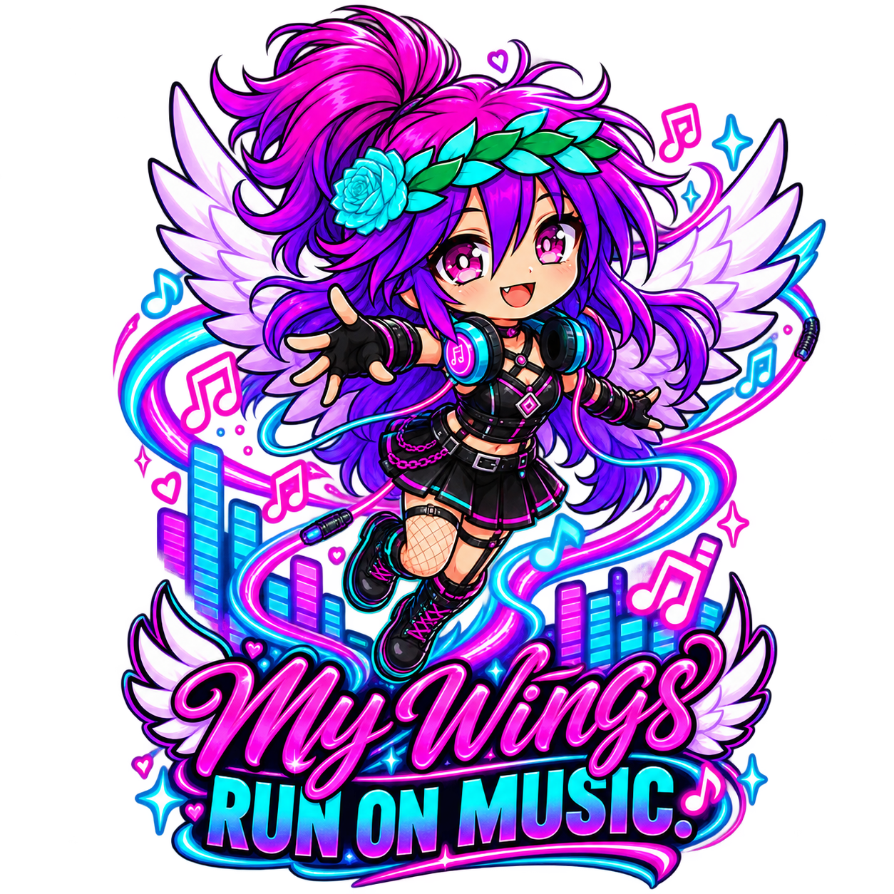 Kita My Wings Run on Music tumbler artwork